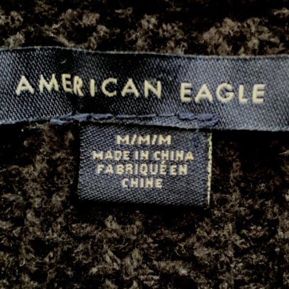 American Eagle Striped Oversized Crew Neck Pocket Sweater Sz M Black & White 68F - Picture 5 of 8